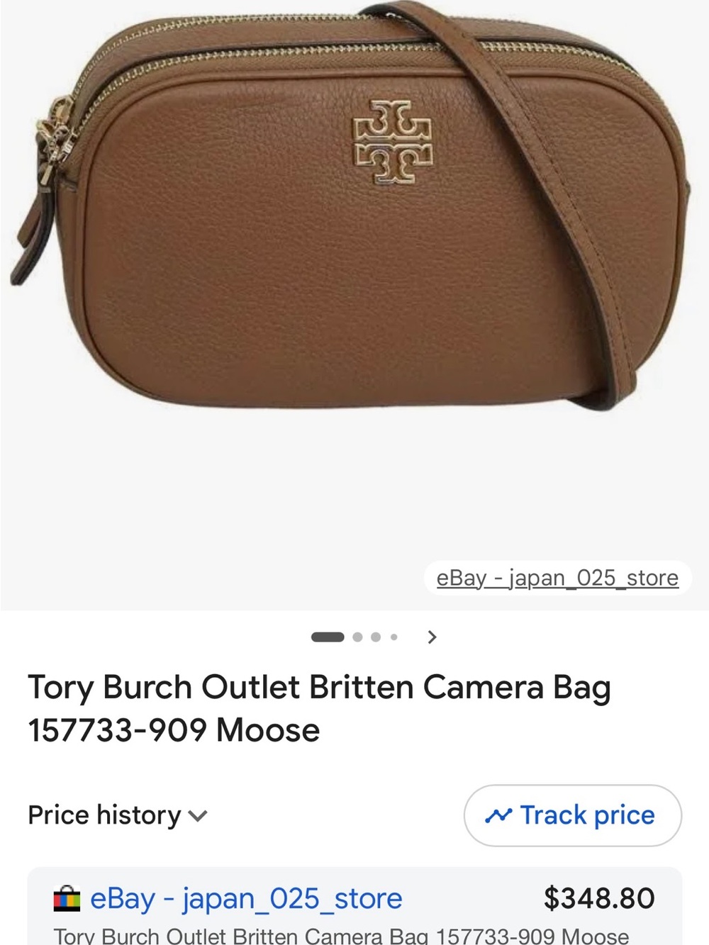 Tory Burch Moose Brown Britten Crossbody Camera Bag